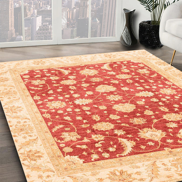 Machine Washable Abstract Bright Orange Rug in a Family Room, wshabs3836