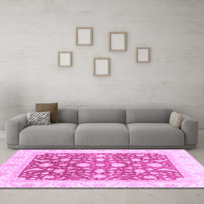 Machine Washable Abstract Purple Modern Area Rugs in a Living Room, wshabs3836pur