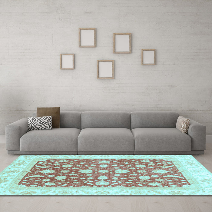 Machine Washable Abstract Light Blue Modern Rug in a Living Room, wshabs3836lblu
