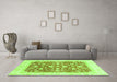 Machine Washable Abstract Green Modern Area Rugs in a Living Room,, wshabs3836grn