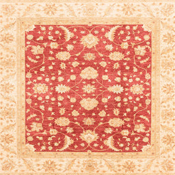 Square Machine Washable Abstract Bright Orange Rug, wshabs3836