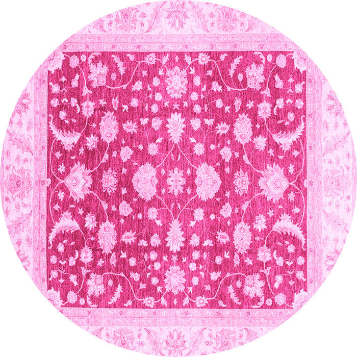 Round Machine Washable Abstract Pink Modern Rug, wshabs3836pnk