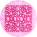 Round Machine Washable Abstract Pink Modern Rug, wshabs3836pnk