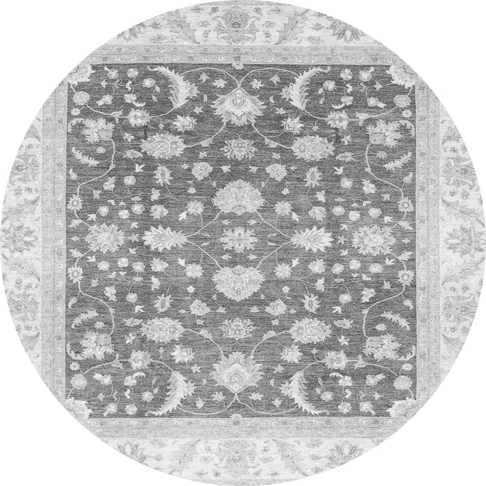 Round Machine Washable Abstract Gray Modern Rug, wshabs3836gry