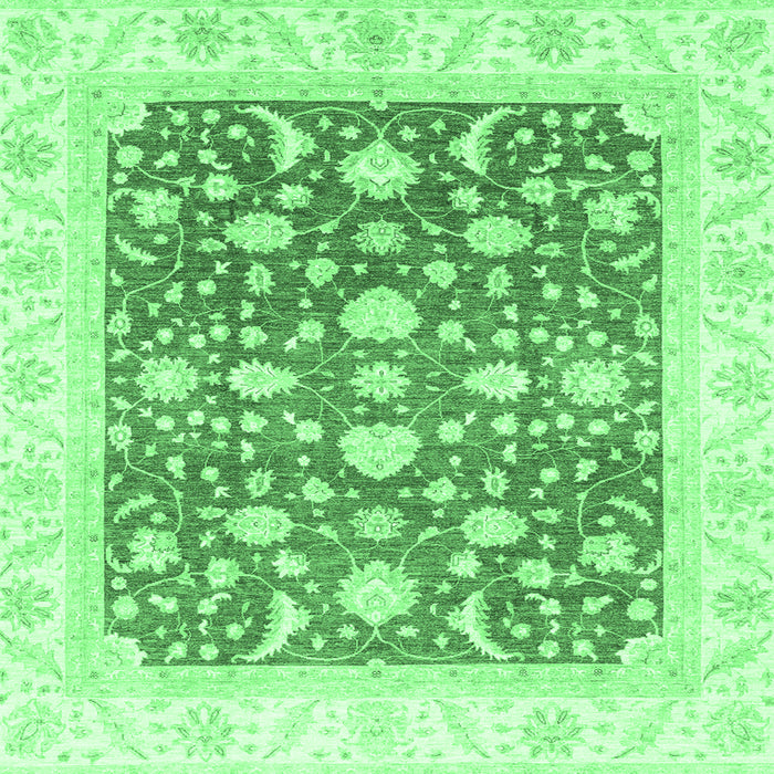Square Machine Washable Abstract Emerald Green Modern Area Rugs, wshabs3836emgrn