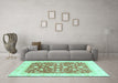 Machine Washable Abstract Turquoise Modern Area Rugs in a Living Room,, wshabs3836turq