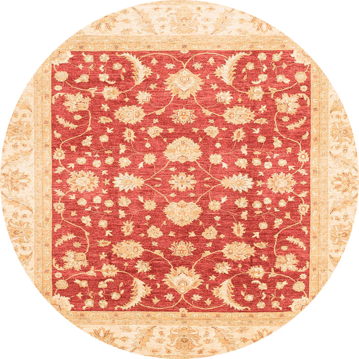 Round Machine Washable Abstract Bright Orange Rug, wshabs3836