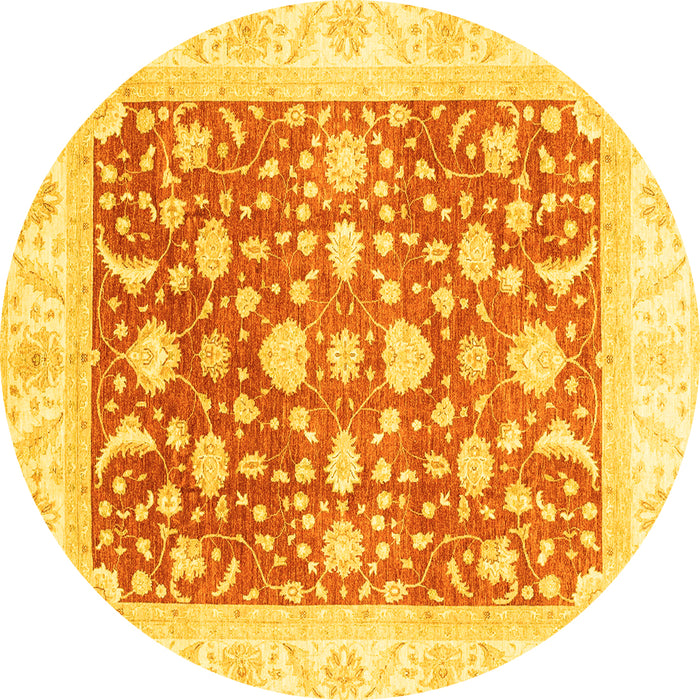 Round Machine Washable Abstract Yellow Modern Rug, wshabs3836yw