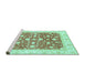 Sideview of Machine Washable Abstract Turquoise Modern Area Rugs, wshabs3836turq