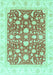 Machine Washable Abstract Turquoise Modern Area Rugs, wshabs3836turq