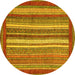 Round Abstract Yellow Modern Rug, abs3837yw