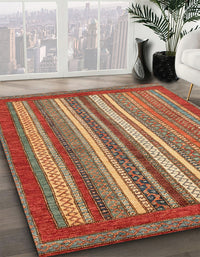 Abstract Red Modern Rug, abs3837