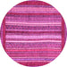 Round Machine Washable Abstract Pink Modern Rug, wshabs3837pnk