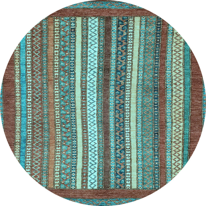 Round Abstract Light Blue Modern Rug, abs3837lblu