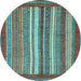 Round Abstract Light Blue Modern Rug, abs3837lblu