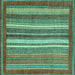 Square Abstract Turquoise Modern Rug, abs3837turq