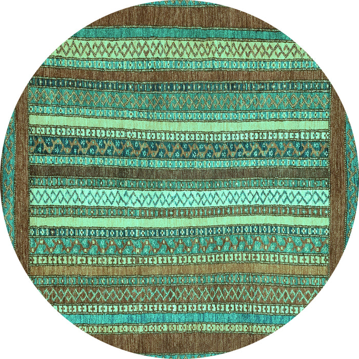 Round Abstract Turquoise Modern Rug, abs3837turq
