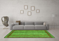 Machine Washable Abstract Green Modern Rug, wshabs3837grn