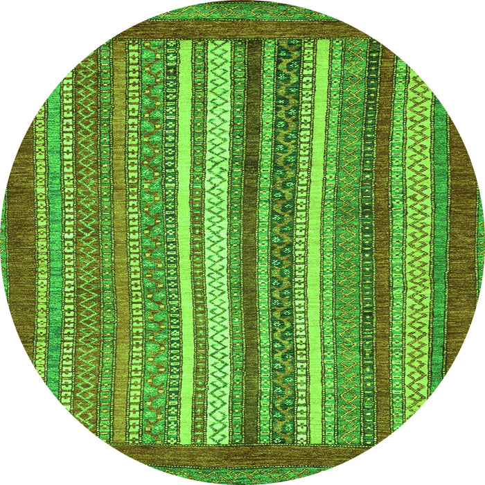 Round Abstract Green Modern Rug, abs3837grn