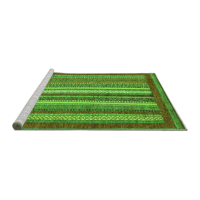 Sideview of Machine Washable Abstract Green Modern Area Rugs, wshabs3837grn