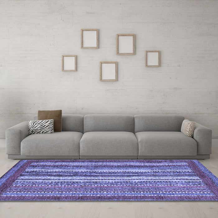 Machine Washable Abstract Blue Modern Rug in a Living Room, wshabs3837blu