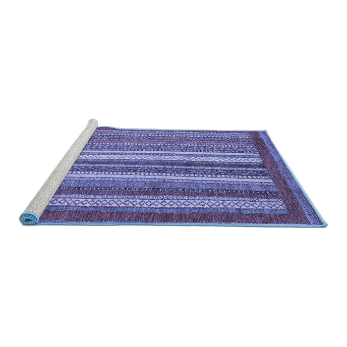 Sideview of Machine Washable Abstract Blue Modern Rug, wshabs3837blu