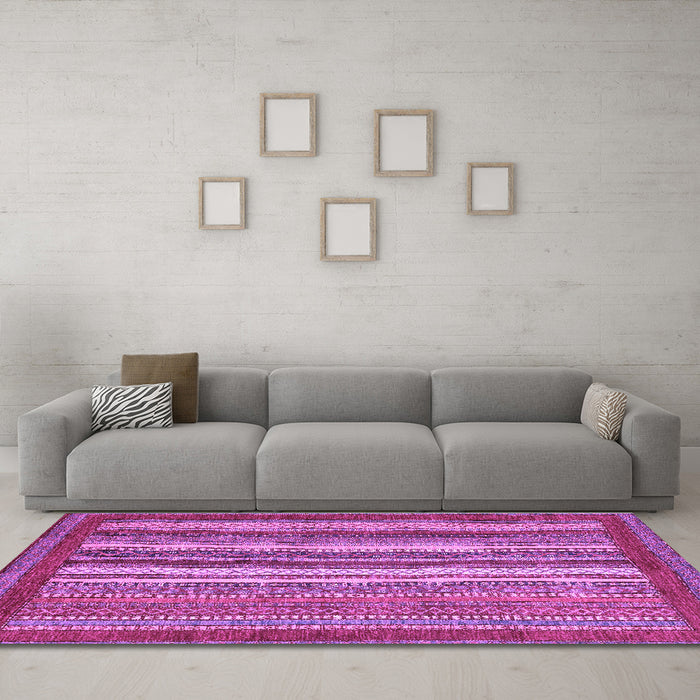 Machine Washable Abstract Purple Modern Area Rugs in a Living Room, wshabs3837pur