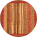 Round Abstract Orange Modern Rug, abs3837org