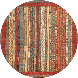 Round Machine Washable Abstract Red Rug, wshabs3837