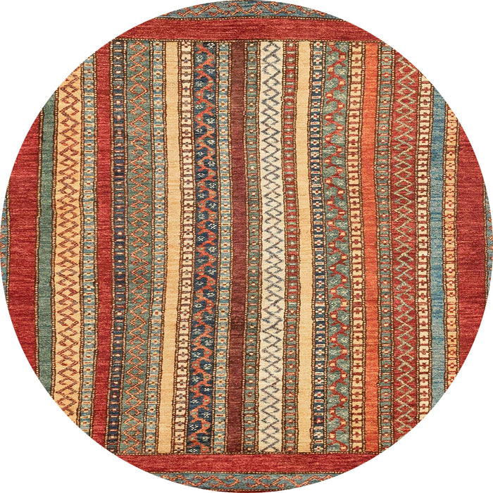 Round Machine Washable Abstract Red Rug, wshabs3837