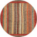 Round Machine Washable Abstract Red Rug, wshabs3837