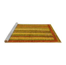 Sideview of Machine Washable Abstract Yellow Modern Rug, wshabs3837yw