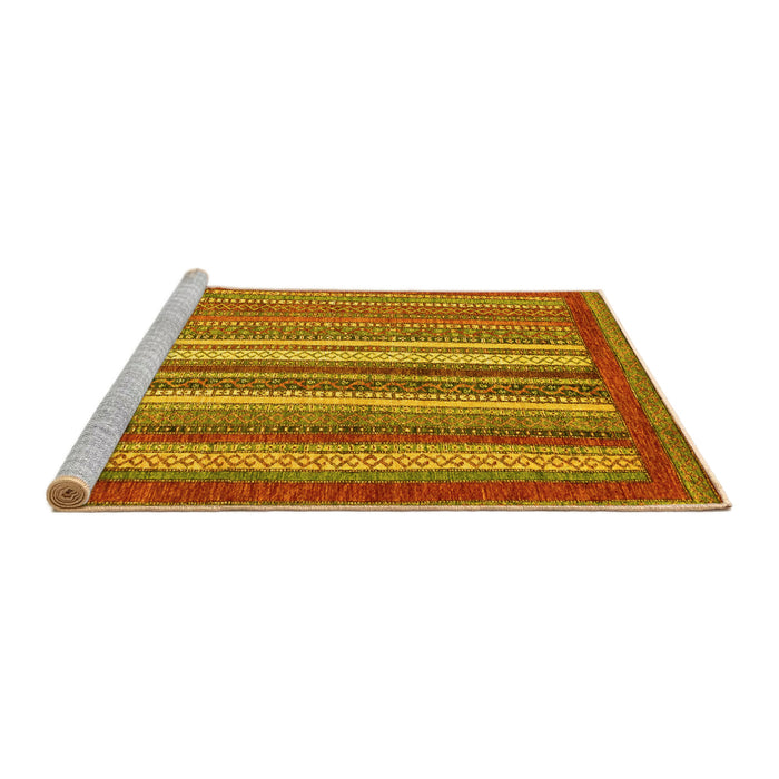 Sideview of Machine Washable Abstract Yellow Modern Rug, wshabs3837yw