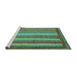 Sideview of Machine Washable Abstract Turquoise Modern Area Rugs, wshabs3837turq