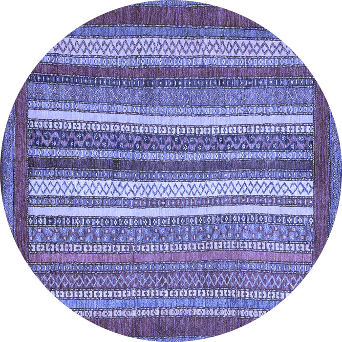 Round Abstract Blue Modern Rug, abs3837blu