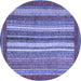 Round Abstract Blue Modern Rug, abs3837blu