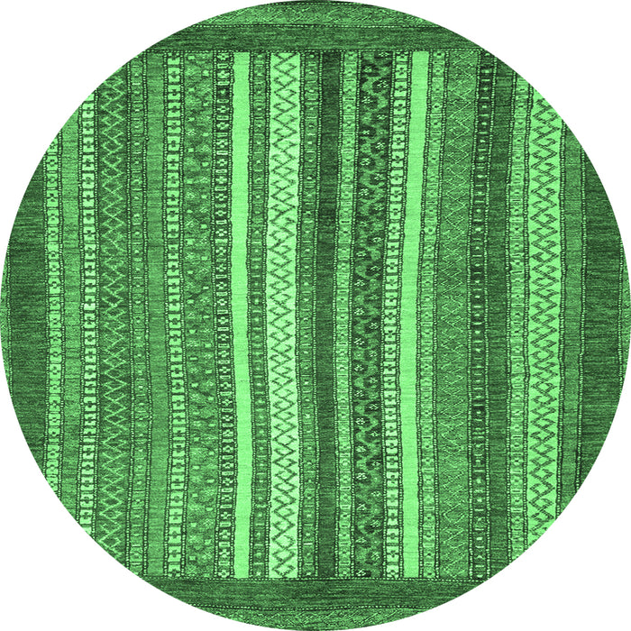 Round Abstract Emerald Green Modern Rug, abs3837emgrn