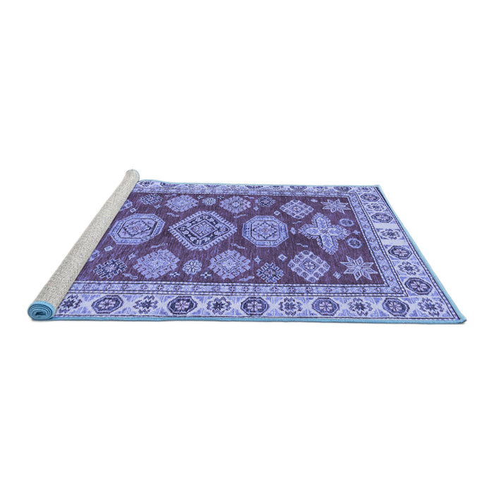 Sideview of Machine Washable Abstract Blue Modern Rug, wshabs3838blu