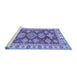 Sideview of Machine Washable Abstract Blue Modern Rug, wshabs3838blu