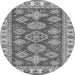 Round Machine Washable Abstract Gray Modern Rug, wshabs3838gry