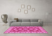 Machine Washable Abstract Pink Modern Rug in a Living Room, wshabs3838pnk