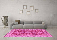 Machine Washable Abstract Pink Modern Rug, wshabs3838pnk