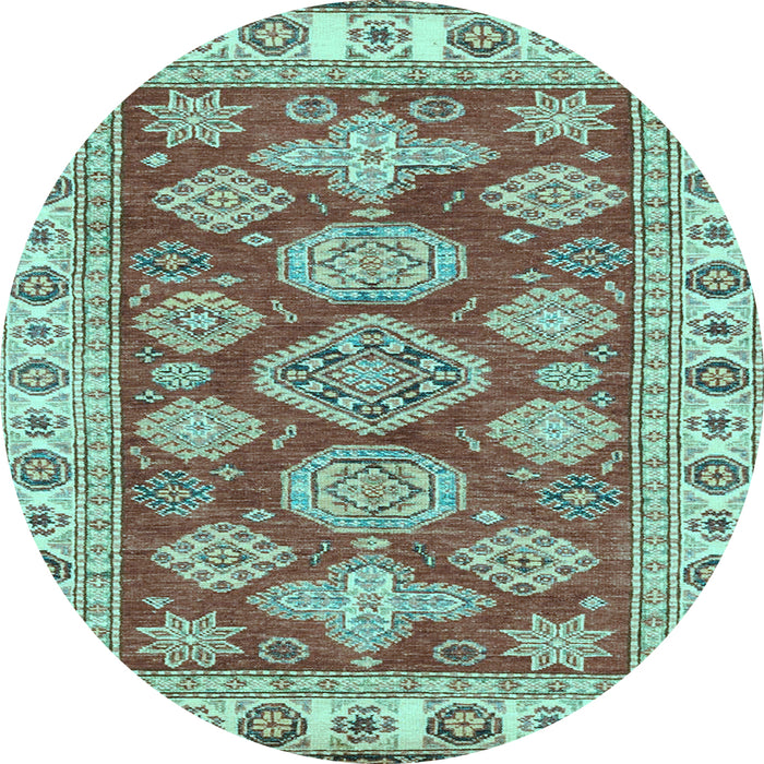 Round Abstract Light Blue Modern Rug, abs3838lblu