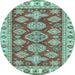 Round Abstract Light Blue Modern Rug, abs3838lblu