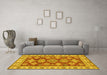 Machine Washable Abstract Yellow Modern Rug in a Living Room, wshabs3838yw