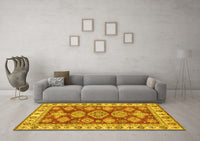 Machine Washable Abstract Yellow Modern Rug, wshabs3838yw