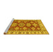 Sideview of Machine Washable Abstract Yellow Modern Rug, wshabs3838yw