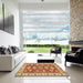 Square Abstract Red Modern Rug in a Living Room, abs3838