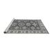 Sideview of Machine Washable Abstract Gray Modern Rug, wshabs3838gry