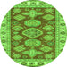 Round Abstract Green Modern Rug, abs3838grn